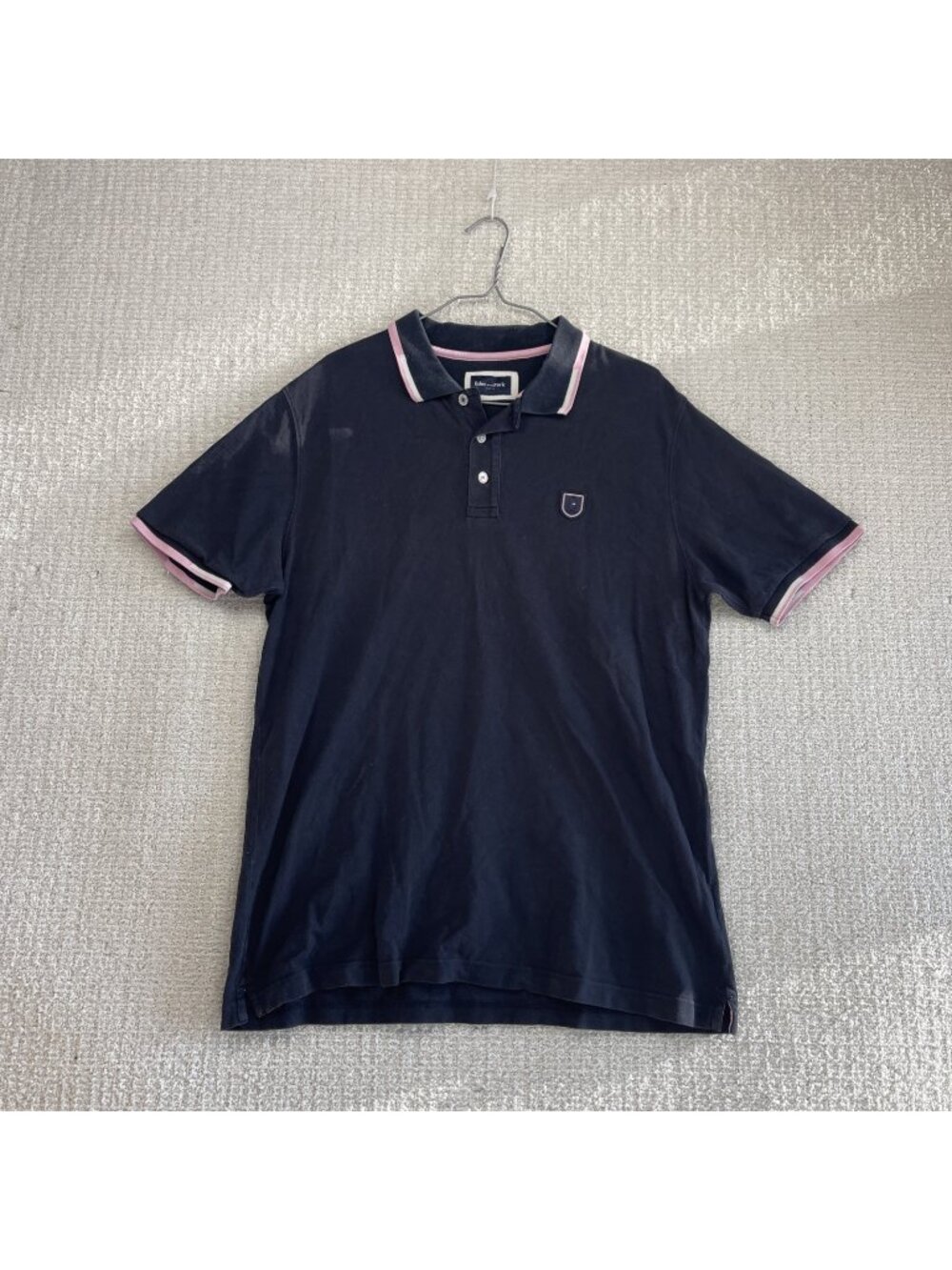 Eden Park Paris Polo Short Sleeve Shirt Off-Black / Pink Men Sz L Preppy Golf